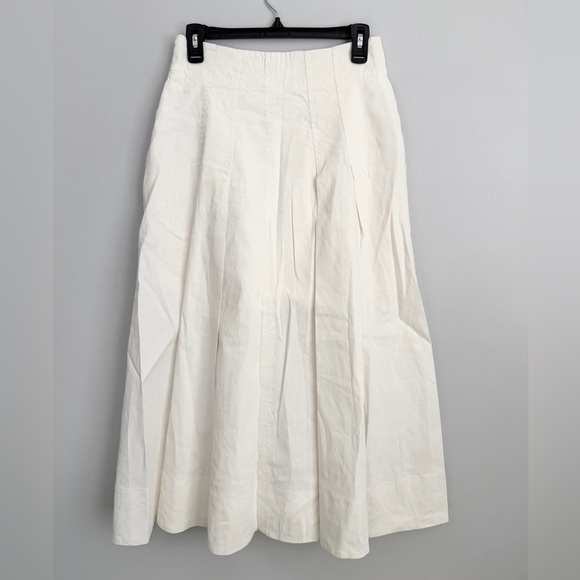 ALC Size 4 • White Eve Pleated Linen Blend Midi Skirt. - Picture 4 of 7